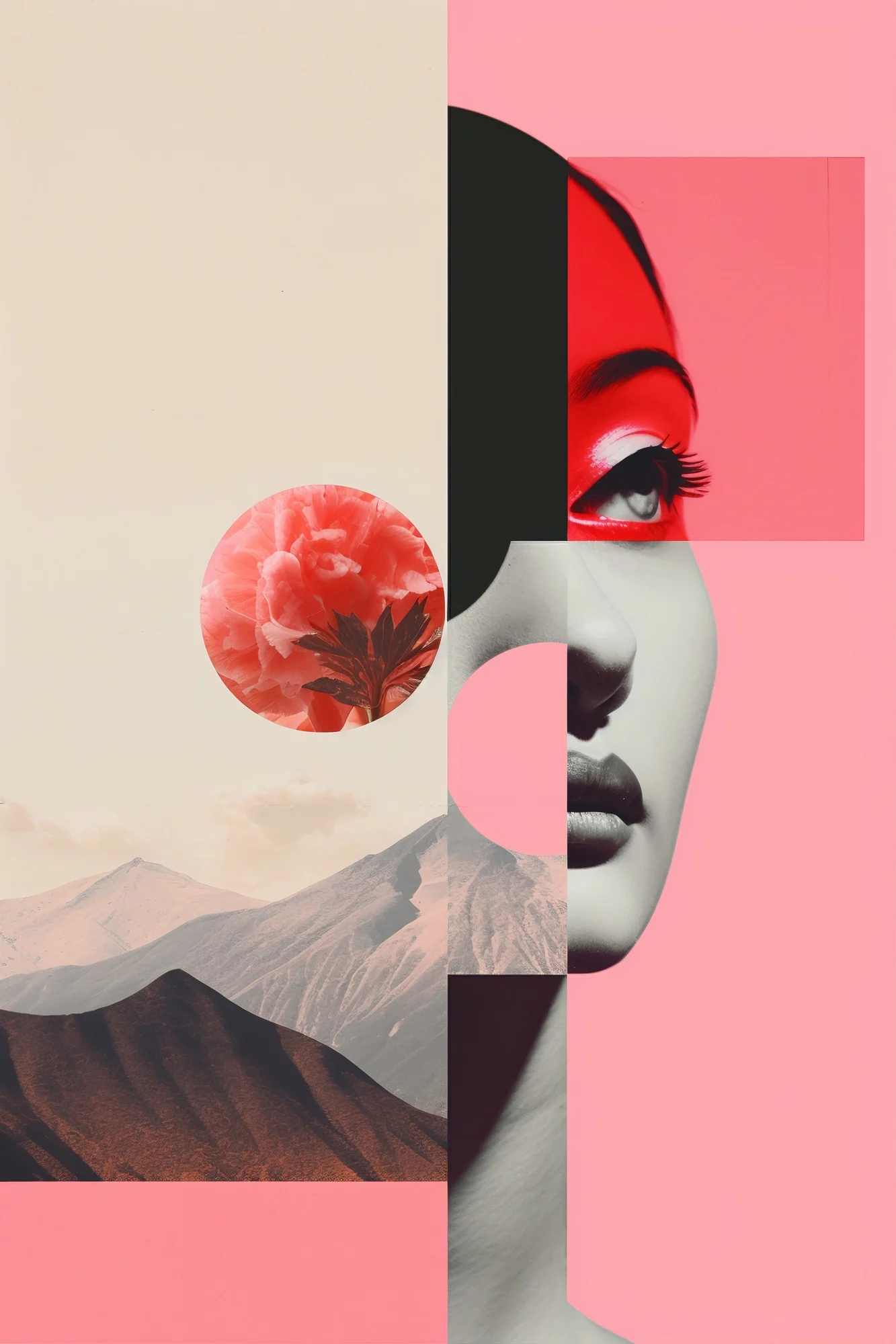 Poster para Framed dreams con colores pasteles de una chica en forma de collages.