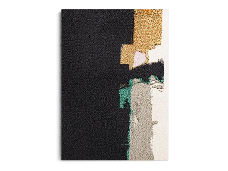 Arte Abstracto Fondo Negro con Dorado, Gris y Blanco