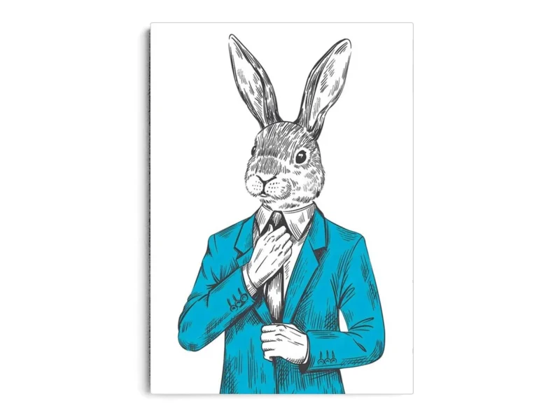 Arte Dibujo Conejo Elegante con Traje Turquesa