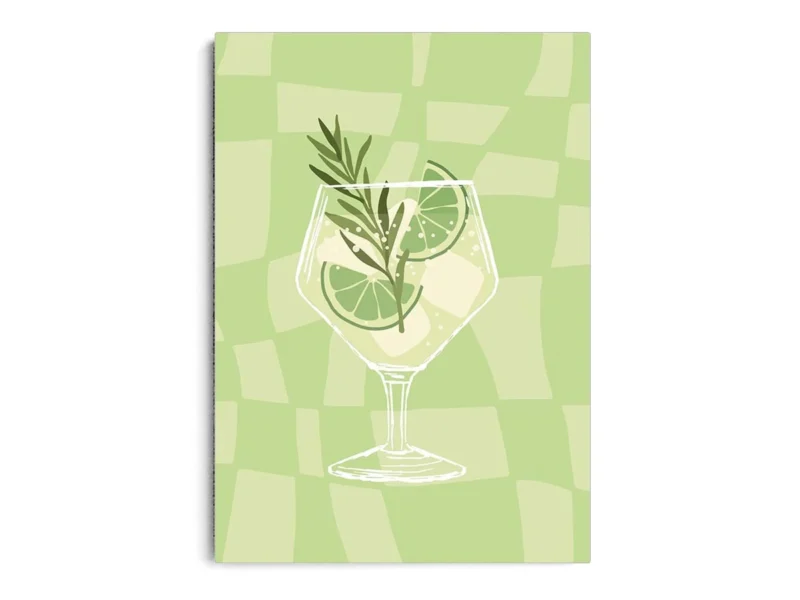 Arte Ilustración Cocktail Mojito en Tono Verde