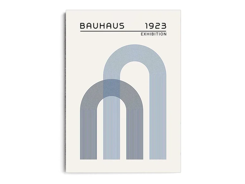 Arte Ilustración Bauhaus Arcos Azul y Negro Interpuestos