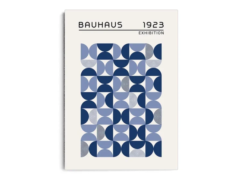 Arte Ilustración Bauhaus Semi Círculos en Gama de Azul