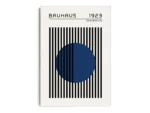 Arte Ilustración Bauhaus Círculo Azul entre Lineas Negras