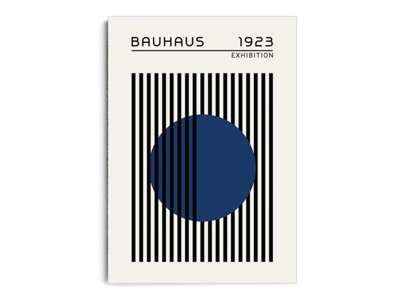 Arte Ilustración Bauhaus Círculo Azul entre Lineas Negras