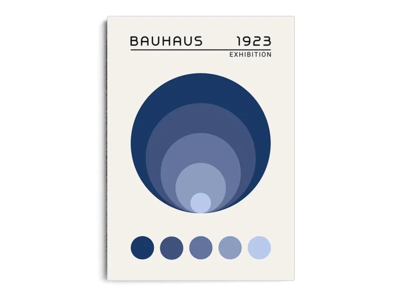 Arte Ilustración Bauhaus Círculos en Gama de Azul