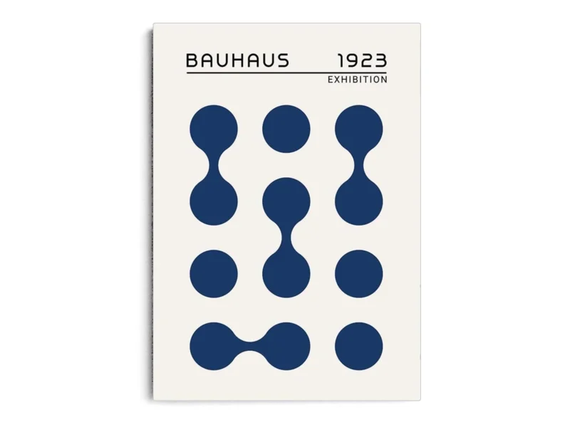 Arte Ilustración Bauhaus Círculos Azules Individuales y Unidos
