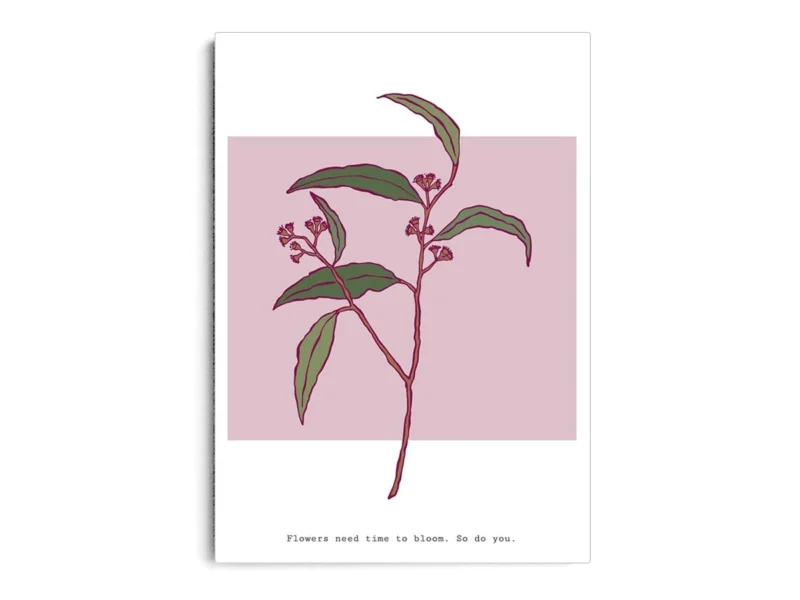 Arte Ilustración Minimalista Rama no Florecida con Frase Inferior