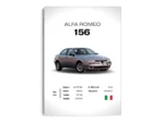 Póster Minimalista Alfa Romeo 156 con Especificaciones