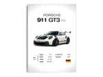Póster Minimalista Auto Deportivo GT3 RS con Especificaciones