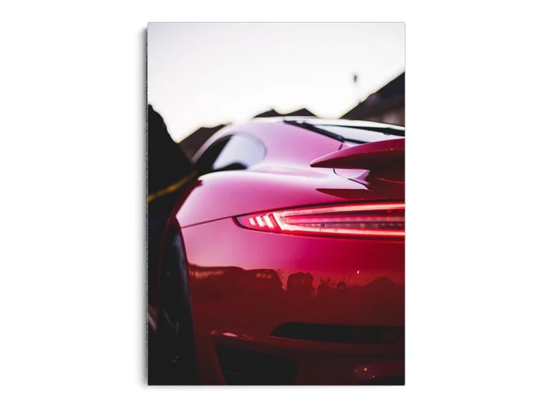 Póster Fotografía Faro Trasero Auto Deportivo Rojo