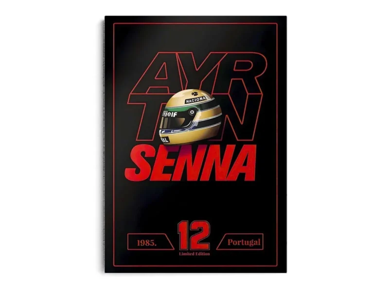 Póster F1 Ayrton Senna Casco y Letras Rojas