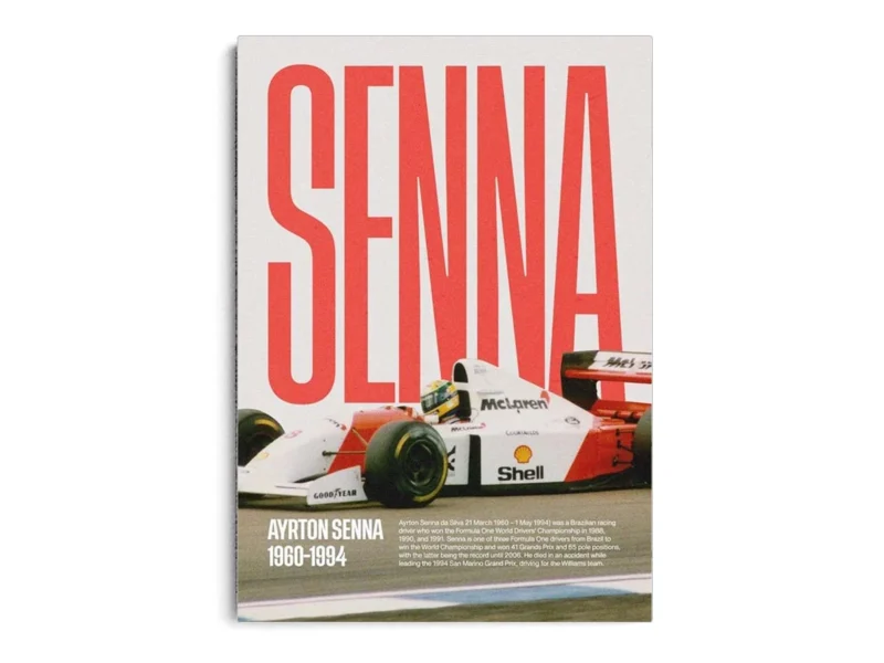 Póster F1 Ayrton Senna Letras Grandes Rojas