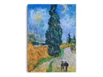 Arte Pintura Van Gogh Camino con Ciprés y Estrella