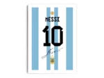 Póster Lionel Messi Dorsal Uniforme de Argentina Minimalista con Margen Blanco