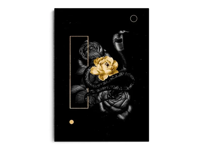 Arte Lujoso Rosa de Oro Abrazada por Serpiente