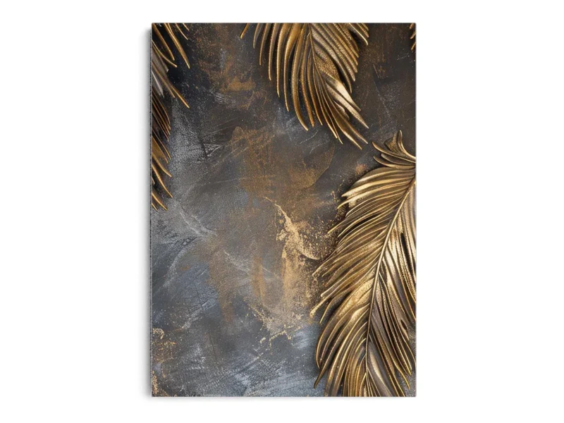 Arte Lujoso Hojas de Oro sobre Mármol Oscuro
