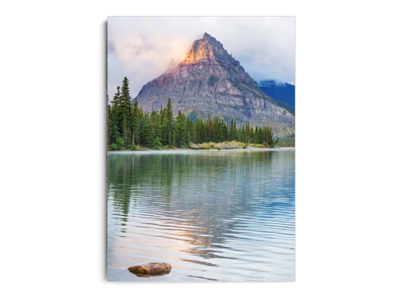 Póster Fotografía Paisaje Reflejo de Montaña con Bosque