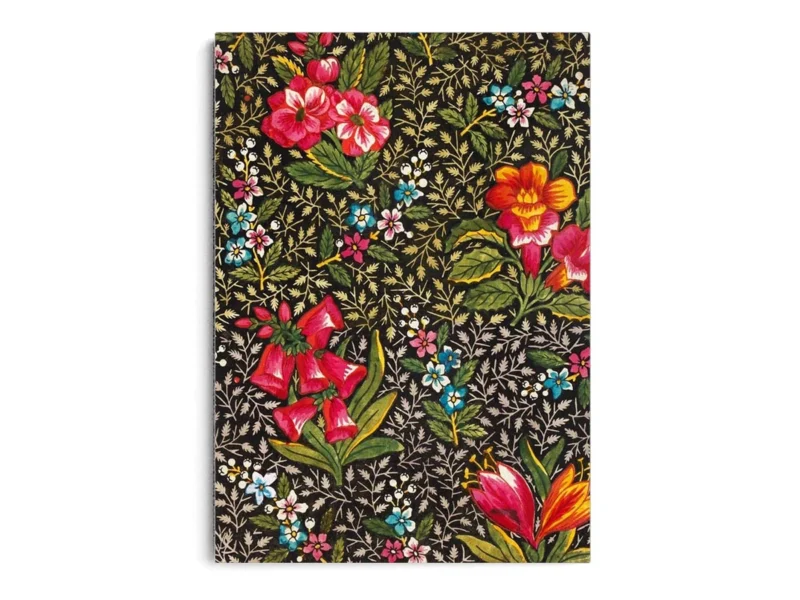 Póster Ilustración Patrones de Hojas entre Flores Rojas