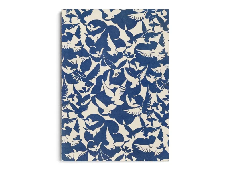 Póster Ilustración Patrones de Palomas en Blanco y Azul