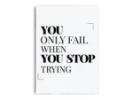 Póster Frase Motivadora You Only Fail When You Stop Trying