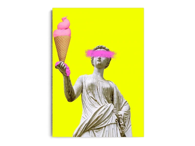 Póster Pop Art Ilustración Escultura Grafiteada con Helado