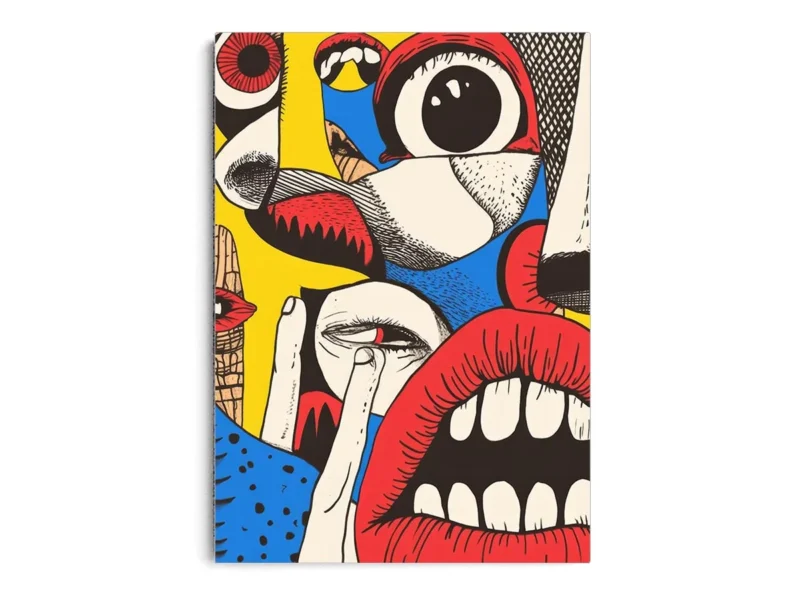 Póster Pop Art Ilustración Collage de Bocas y Ojos