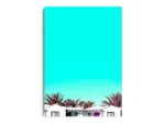 Póster Pop Art Cielo Turquesa con Casas Blancas y Palmeras