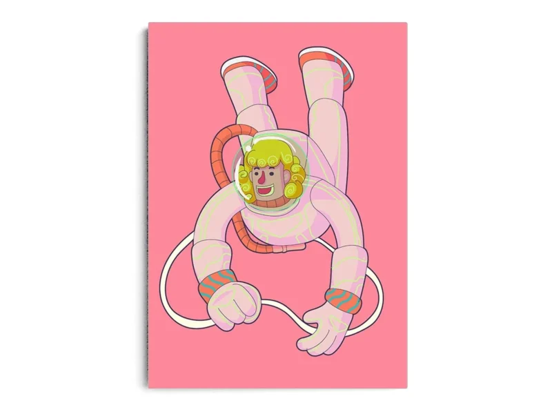 Poster Ilustración Minimalista Astronauta Rubio con Fondo Rosa