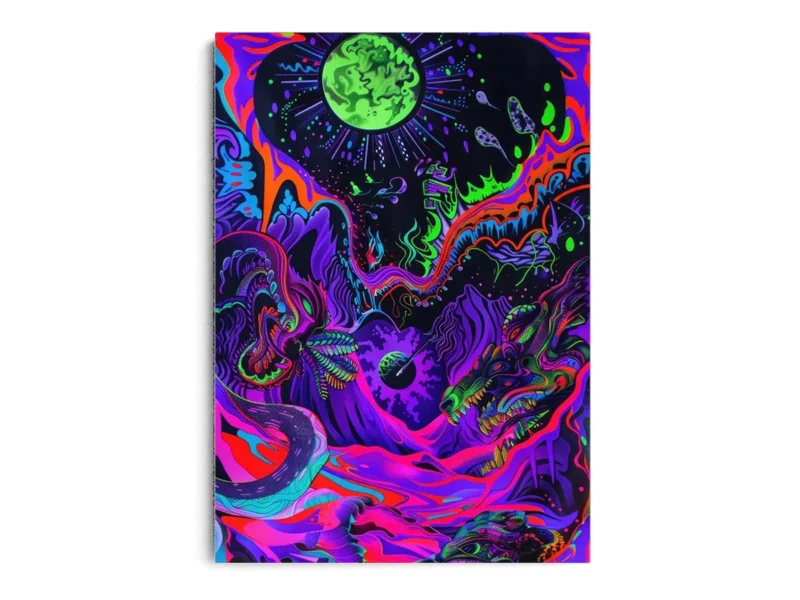 Póster Trippy Ilustración Criaturas del Vacío con Colores Neón