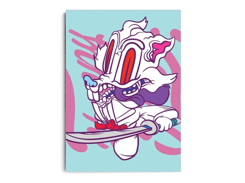 Póster Ilustración Vectorial Zorro Blanco Ninja