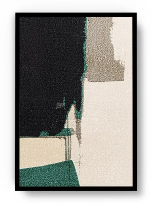 Arte Abstracto Pinceladas Negro, Blanco y Verde