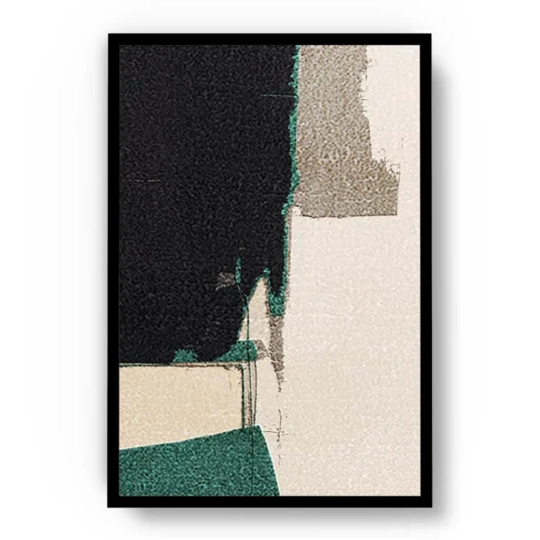 Arte Abstracto Pinceladas Negro, Blanco y Verde