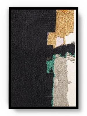 Arte Abstracto Fondo Negro con Dorado, Gris y Blanco