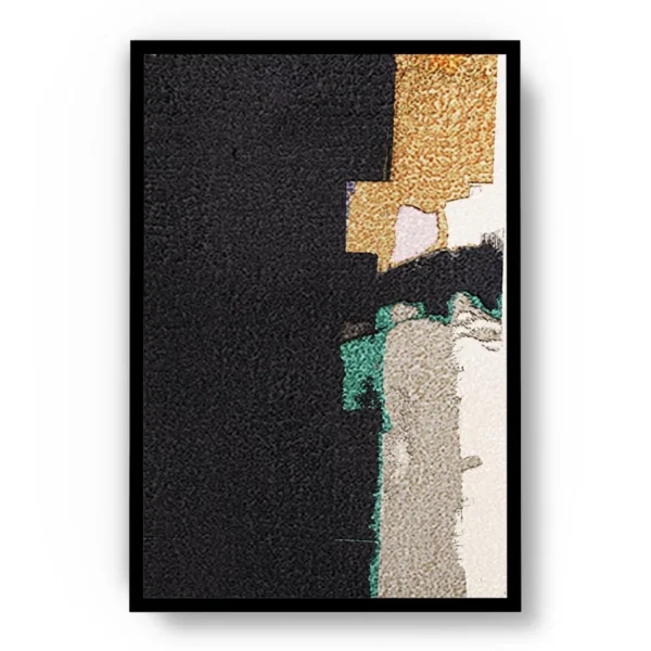 Arte Abstracto Fondo Negro con Dorado, Gris y Blanco