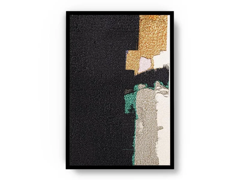 Arte Abstracto Fondo Negro con Dorado, Gris y Blanco