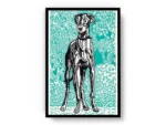 Arte Perro Galgo con Fondo Turquesa