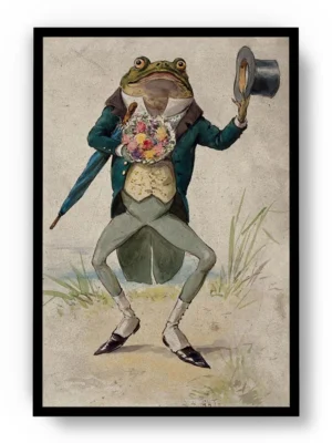 Arte Sapo Elegante con Traje y Sombrero