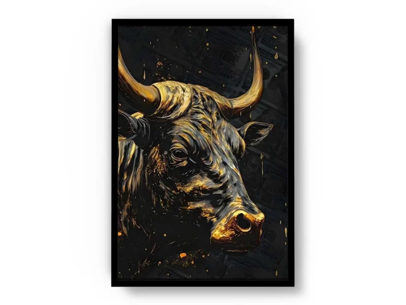 Arte Lujoso Toro Negro con Oro