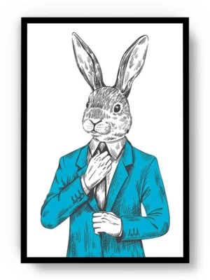 Arte Dibujo Conejo Elegante con Traje Turquesa