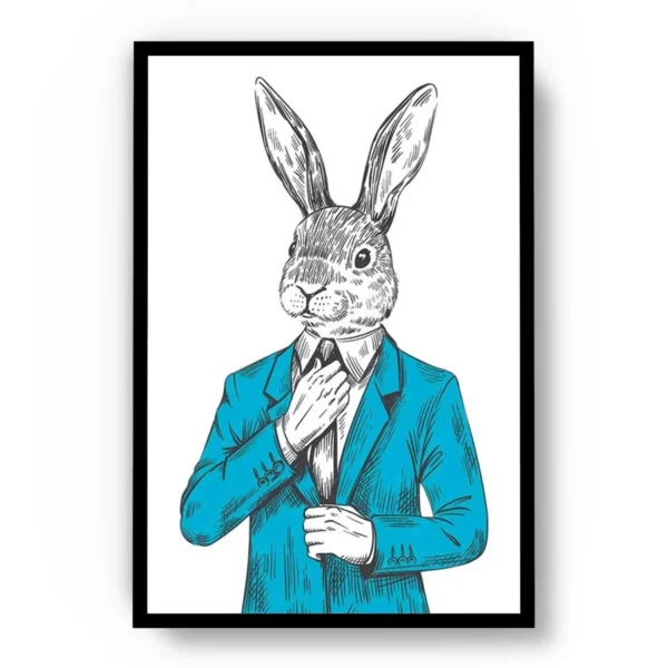 Arte Dibujo Conejo Elegante con Traje Turquesa