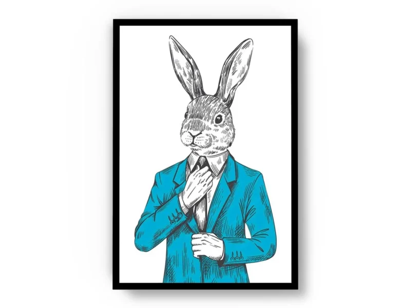 Arte Dibujo Conejo Elegante con Traje Turquesa