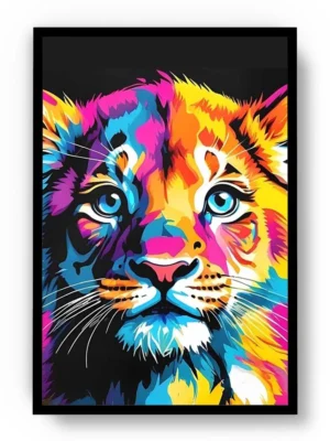 Arte Ilustración León Cachorro Colorido