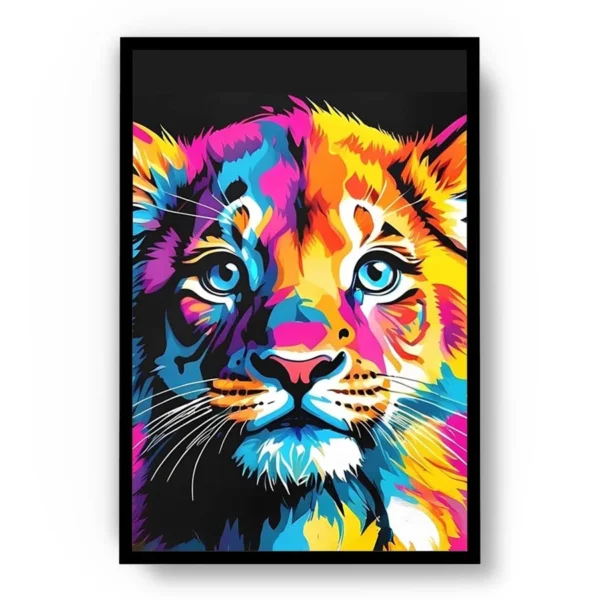 Arte Ilustración León Cachorro Colorido