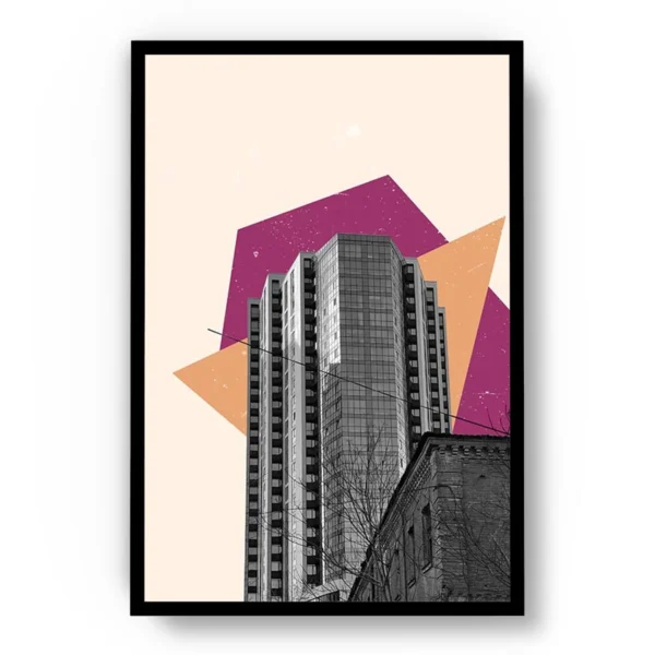 Arte Edificio Moderno con Fondo Contrastante