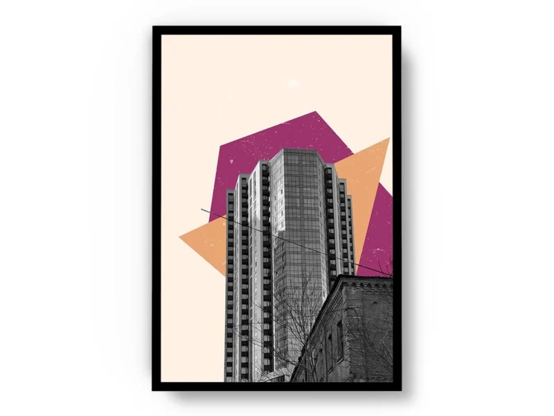 Arte Edificio Moderno con Fondo Contrastante