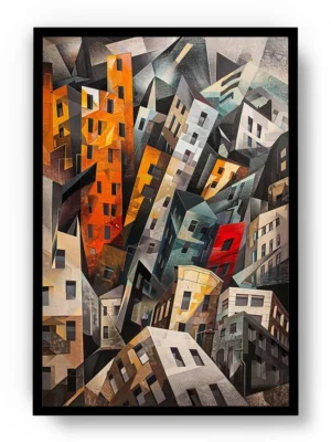 Arte Ilustración Abstracta Edificios Amontonados