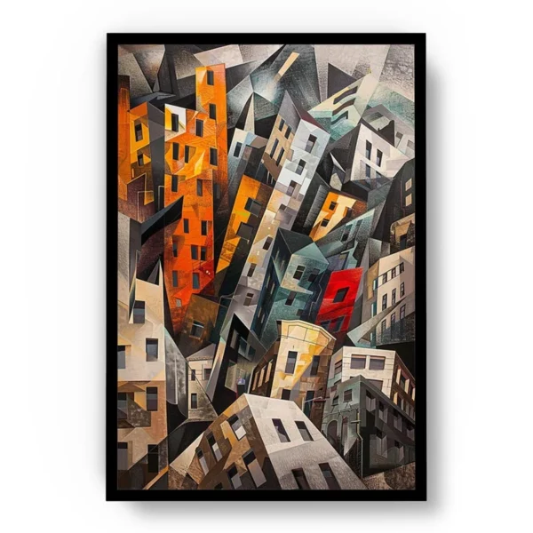 Arte Ilustración Abstracta Edificios Amontonados