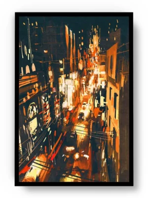 Arte Pintura Vista Superior de Luces en la Ciudad