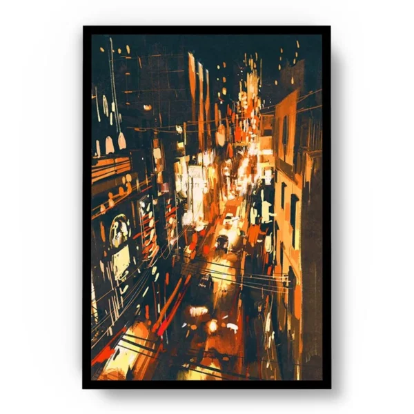 Arte Pintura Vista Superior de Luces en la Ciudad