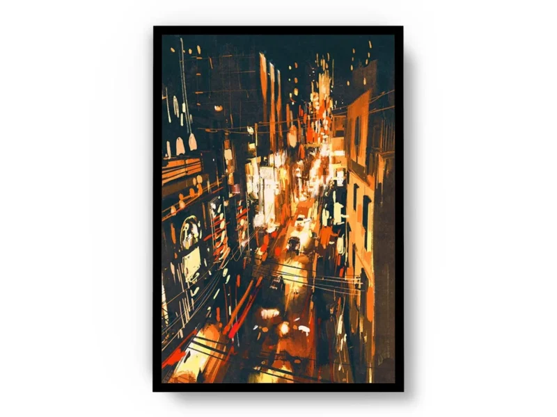 Arte Pintura Vista Superior de Luces en la Ciudad